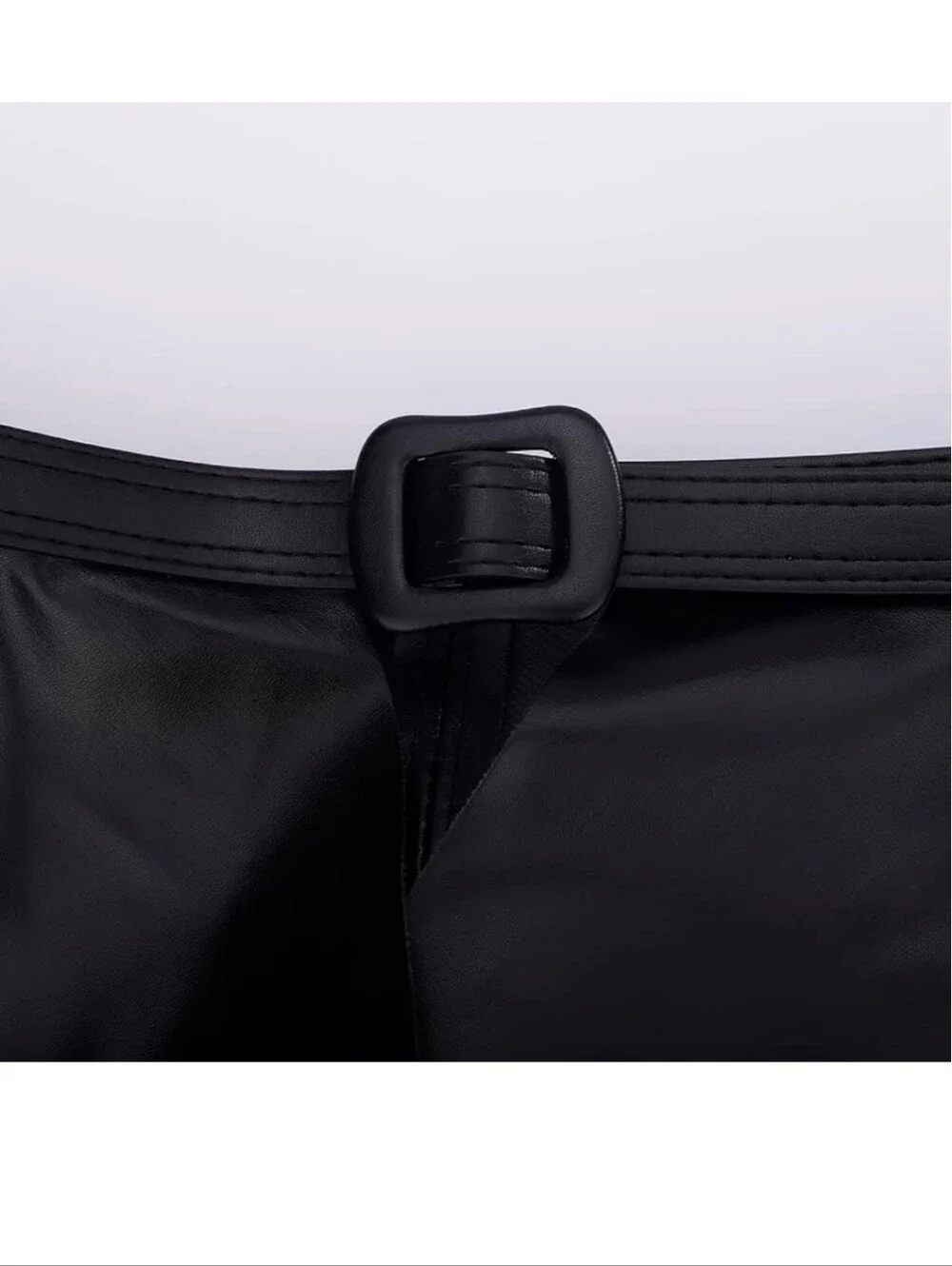 Black Faux-Leather Peplum Belt